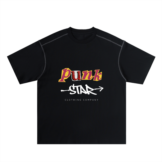Oversized Punkstar Stitched Cotton Tee